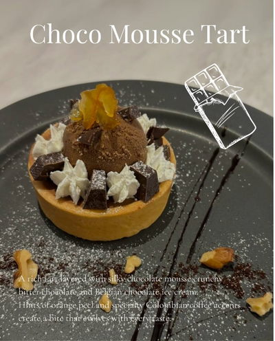 秋の新メニューのご案内です♪ チョコ好きのためのショコラムースタルト🍫